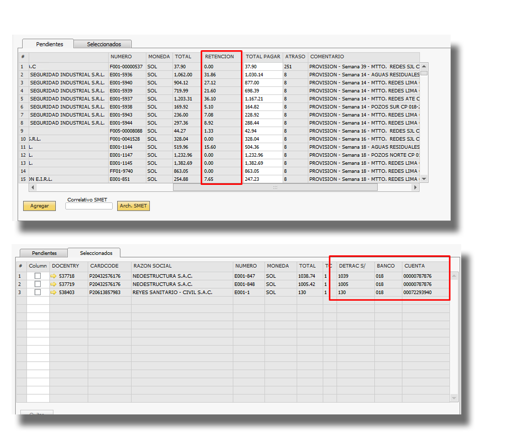 Retenciones y Detracciones